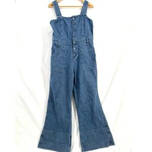 Aerie Denim Kick Flare Overalls Womens L Country Western Rodeo Retro Utility 70s